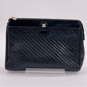 CELINE Blason Logo Leather Clutch Vintage